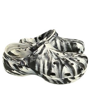 CROCS Classic Marbled Black and White Clogs